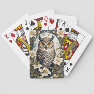Schöne Eule und Jasminblüten Spielkarten