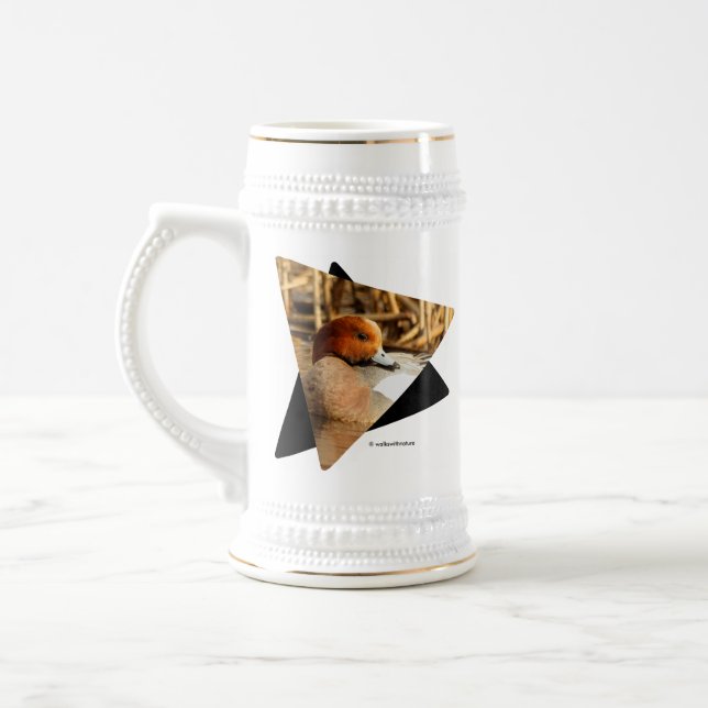 Schöne eurasische Wigeon-Ente am Teich Bierglas (Links)