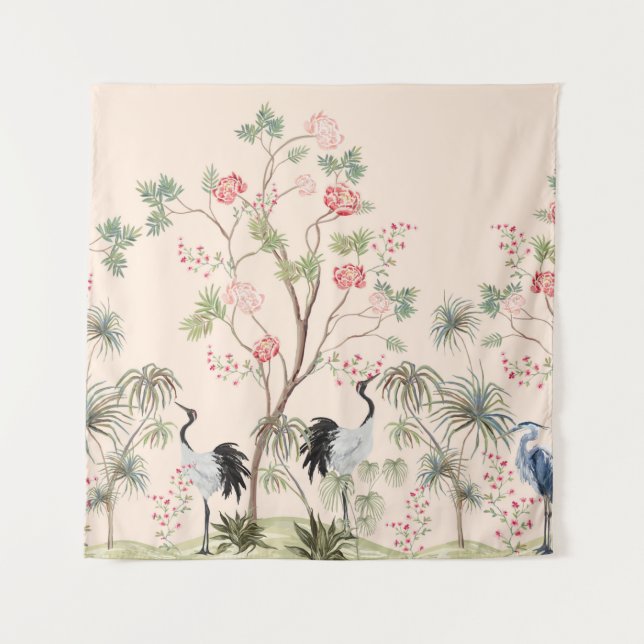 Schöne exotische Chinoiserie Tapete. Handgezeichne Wandteppich (Vorderseite)