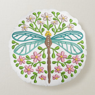 Schöne exotische Pastellfarben der Blauen Libellen Rundes Kissen
