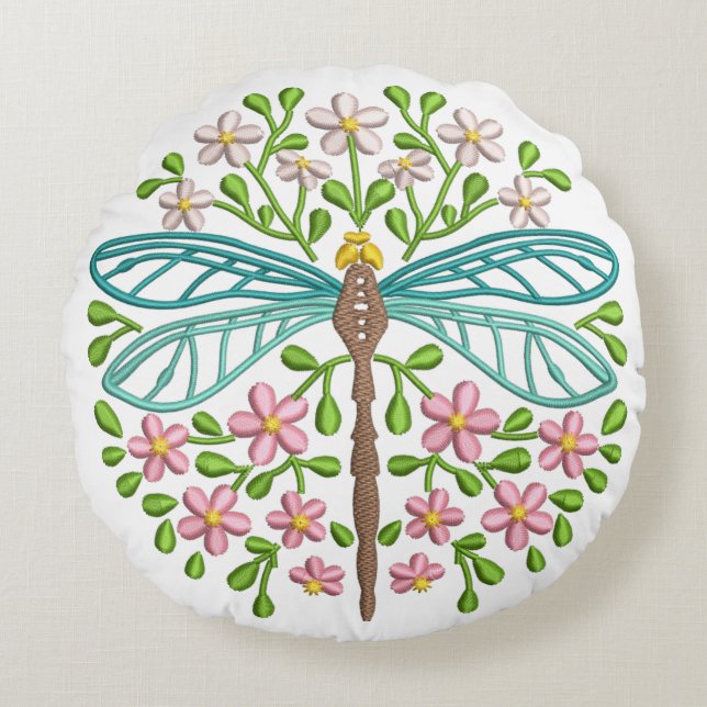 Schöne exotische Pastellfarben der Blauen Libellen Rundes Kissen (Vorderseite)