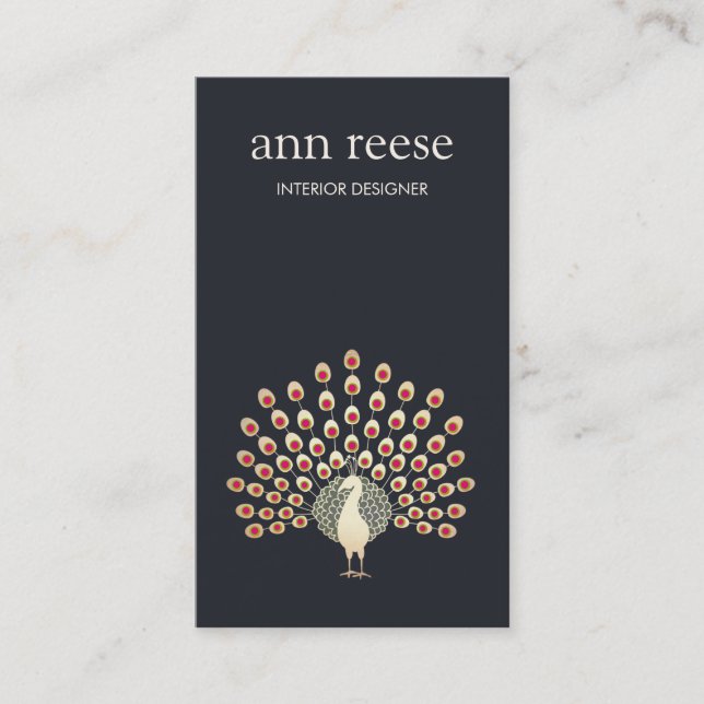 Schöne exotische Pfauenfedern Visitenkarte (Vorderseite)