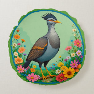 Schöne exotische Vögel, die sich unter farbenfrohe Rundes Kissen