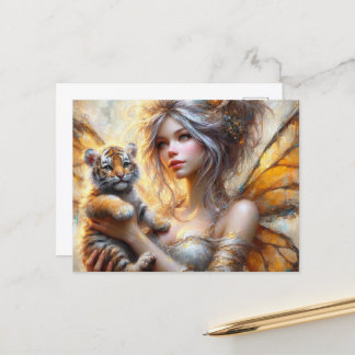 Schöne Fairy und eine Tiger Cube Postkarte