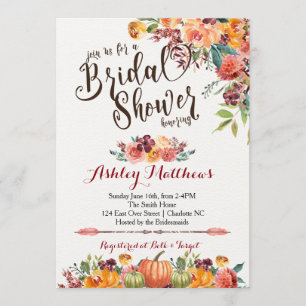 Schöne FalFloral Bridal Dusche Einladung, Baby Einladung