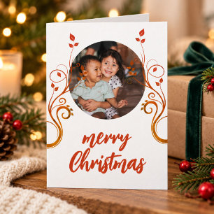 Schöne Familienfoto-Rotlaub-Weihnachten Feiertagskarte