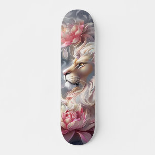 Schöne Fantasie Farbige Löwe & Blumen Skateboard