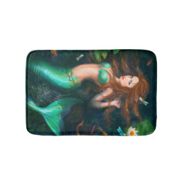 Schöne Fantasiemeerjungfrau mit Lilien Bad-Matte Badematte