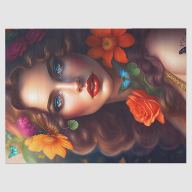 Schöne Fantasy Blume Fairy Decoupage Seidenpapier (Vorderseite)