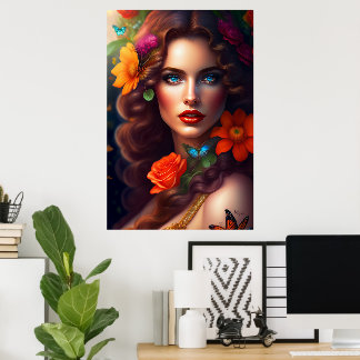 Schöne Fantasy-Blumenfee Poster