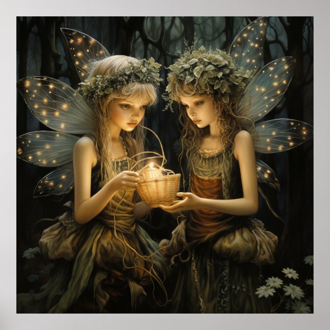 Schöne Fantasy Fairies Lights Candles Poster (Vorne)