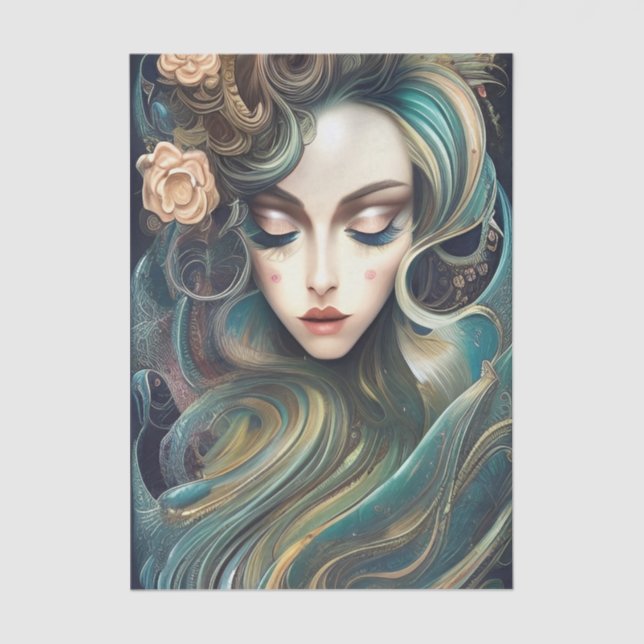 Schöne Fantasy-Frau Seidenpapier (Vorderseite)