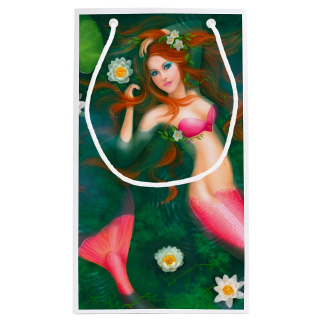 Schöne Fantasy-Meerjungfrau Kleine Geschenktüte (Rückseite)