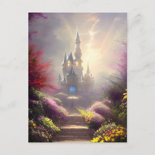 Schöne Fantasy-Schlossgärten   Postkarte (Vorderseite)