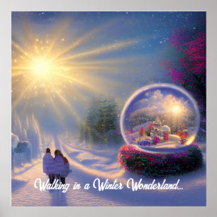 Schöne Fantasy Snow Globe Urlaub Poster