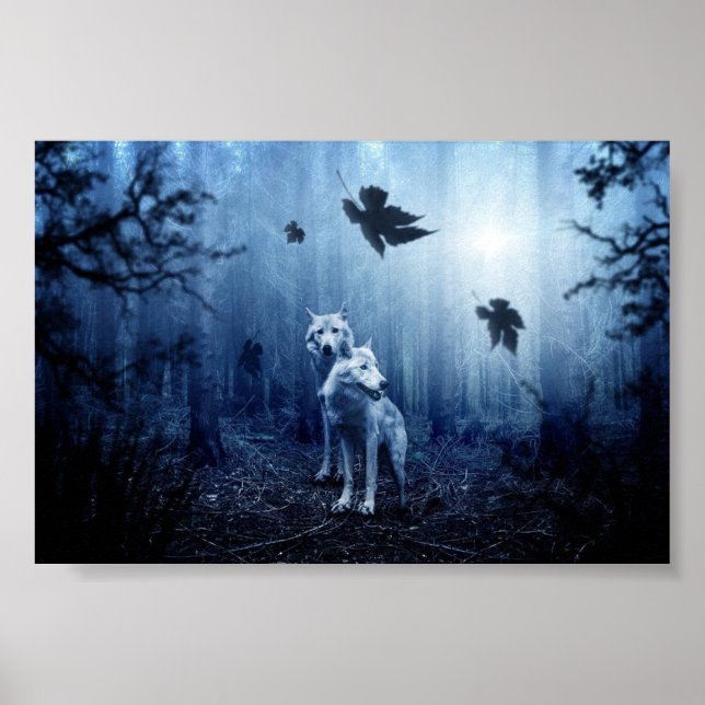 Schöne Fantasy Wolf Wall Kunst Poster (Vorne)