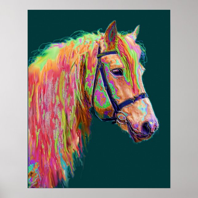 Schöne Farbe des Rainbow Highland Pony Poster (Vorne)