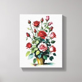 Schöne Farbe des Wassers Rot und Rosa Rosen Leinwanddruck