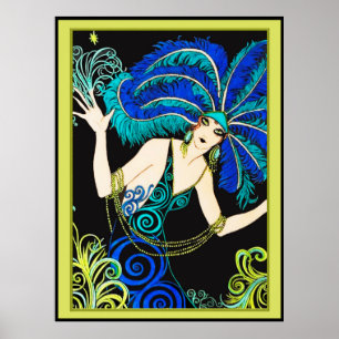 Schöne Farben Art Deco Lady Poster