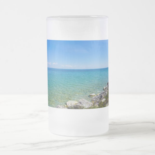 Schöne Farben des Huron-Sees Mattglas Bierglas (Mittel)