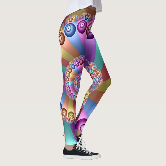 Schöne Farben Modernes Abstraktes Fraktal Kunst, D Leggings (Rechts)