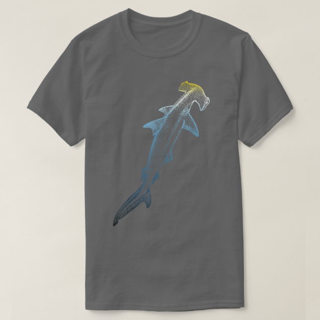 Schöne Farben Schwimmen Hammerhead Hai Liebhaber T-Shirt (Design vorne)