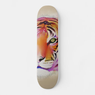 Schöne Farben Tiger Wasserfarbe Malerei Skateboard