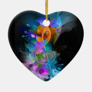 Schöne Farben Treble Clef Blume Blätter Paint Keramik Ornament