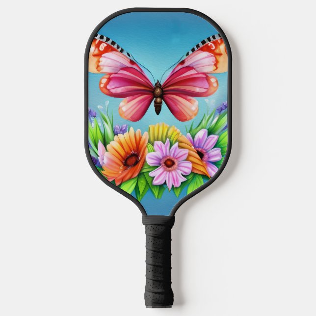 Schöne Farbenblende und Blume Pickleball Schläger (Vorderseite)