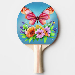 Schöne Farbenblende und Blume Tischtennis Schläger
