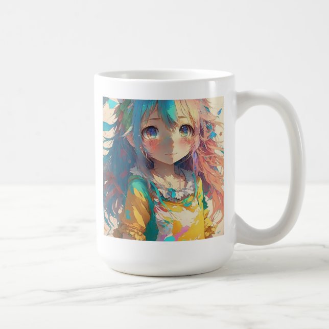 Schöne farbenfrohe Anime Girl haben einen schönen  Kaffeetasse (Rechts)