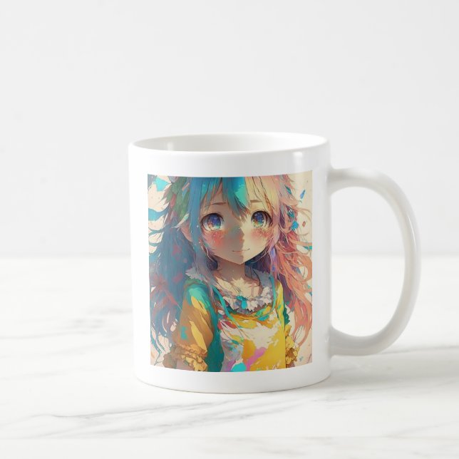 Schöne farbenfrohe Anime Girl haben einen schönen  Kaffeetasse (Rechts)