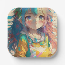 Schöne farbenfrohe Anime Girl
