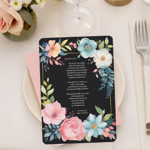 Schöne farbenfrohe Aquarell-Blumenhochzeit Dankeskarte