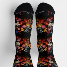 Schöne farbenfrohe Blume auf schwarz Socken