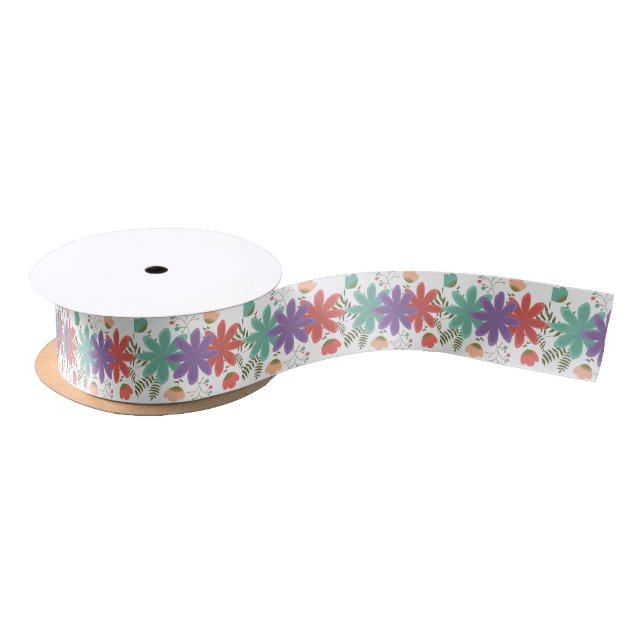 Schöne farbenfrohe Blume und Buden Satinband (Spule)