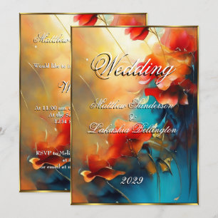 Schöne farbenfrohe Blumen Moderne Hochzeit Einladung