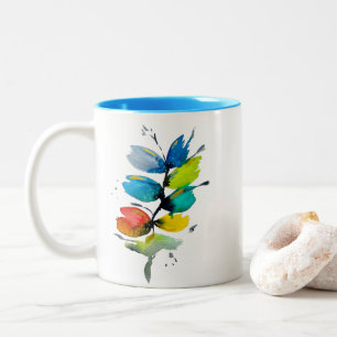 Schöne farbenfrohe, blumenlose Blume Zweifarbige Tasse
