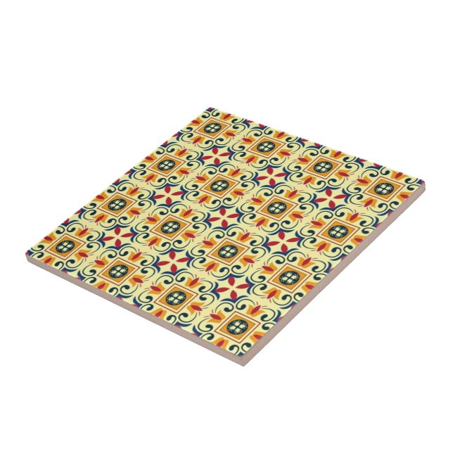 Schöne farbenfrohe Blumenvintage Fliese (Seite)