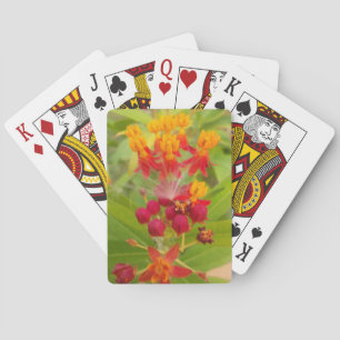 Schöne, farbenfrohe Blüte mit Milkweed Art Printin Spielkarten