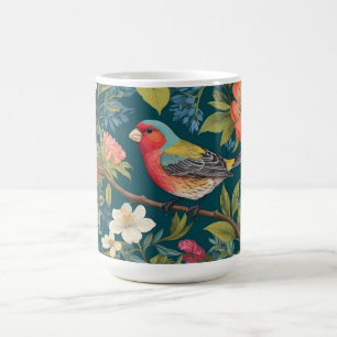 Schöne farbenfrohe Finch Bird Botanisch Kaffeetasse