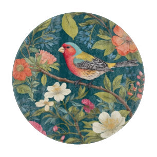 Schöne farbenfrohe Finch Bird Botanisch Schneidebrett