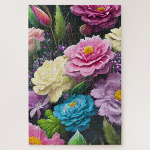 Schöne farbenfrohe gemischte Blumen Rosen Puzzle