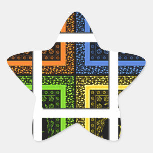 Schöne, farbenfrohe, geometrische Streifen Stern-Aufkleber