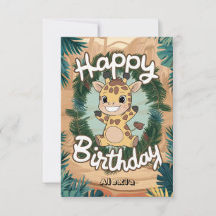 Schöne farbenfrohe Giraffe zum Geburtstag Karte