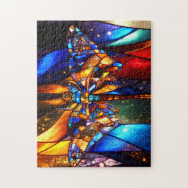 Schöne farbenfrohe glänzende geflügelte Libelle Puzzle
