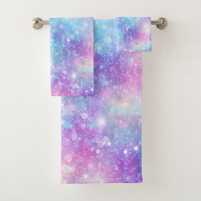Schöne farbenfrohe glitzernde Hintergrund Badhandtuch Set (Insitu)