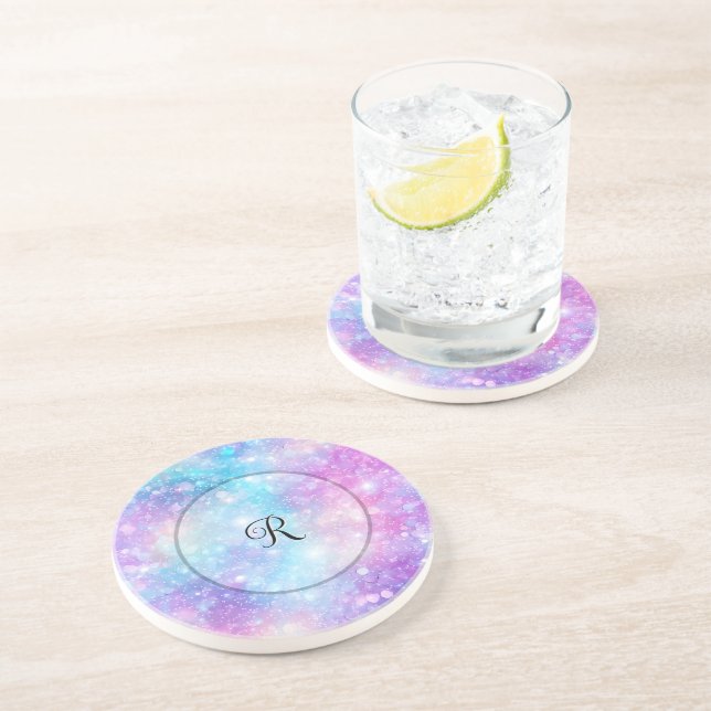 Schöne farbenfrohe glitzernde Hintergrund Getränkeuntersetzer (Seite)