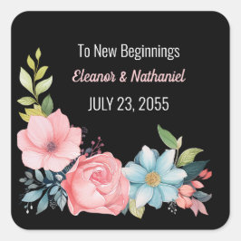 Schöne farbenfrohe Hochzeit der Flora Quadratischer Aufkleber