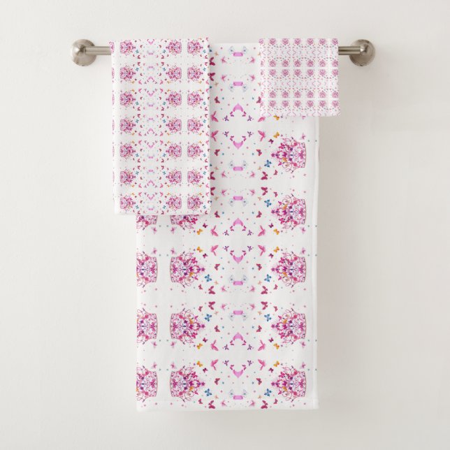 Schöne, farbenfrohe Hochzeit Schmetterlinge Kunst, Badhandtuch Set (Insitu)